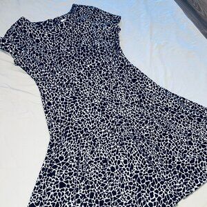 Calvin Klein Black White Leopard Print Fit & Flare Dress Size 12